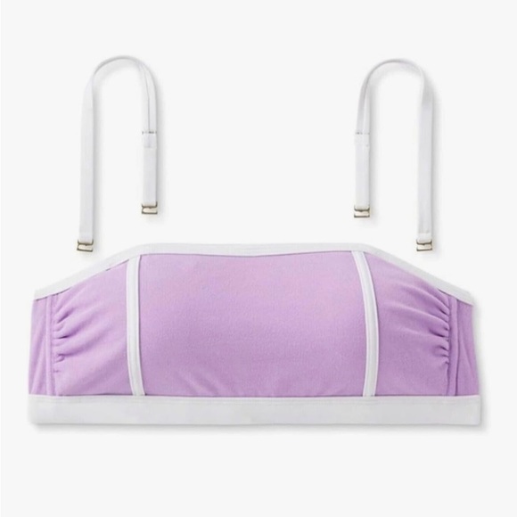 Kona Sol Other - New Medium Kona Sol Purple Terry Textured Bandeau with Binding Bikini Top
